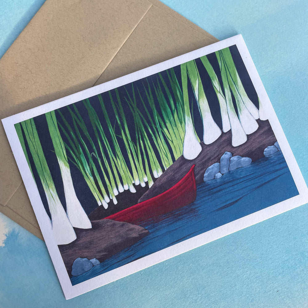 Evergreen Scallion Note Card and Envelope