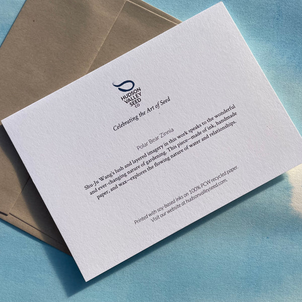 Polar Bear Zinnia Note Card and Envelope