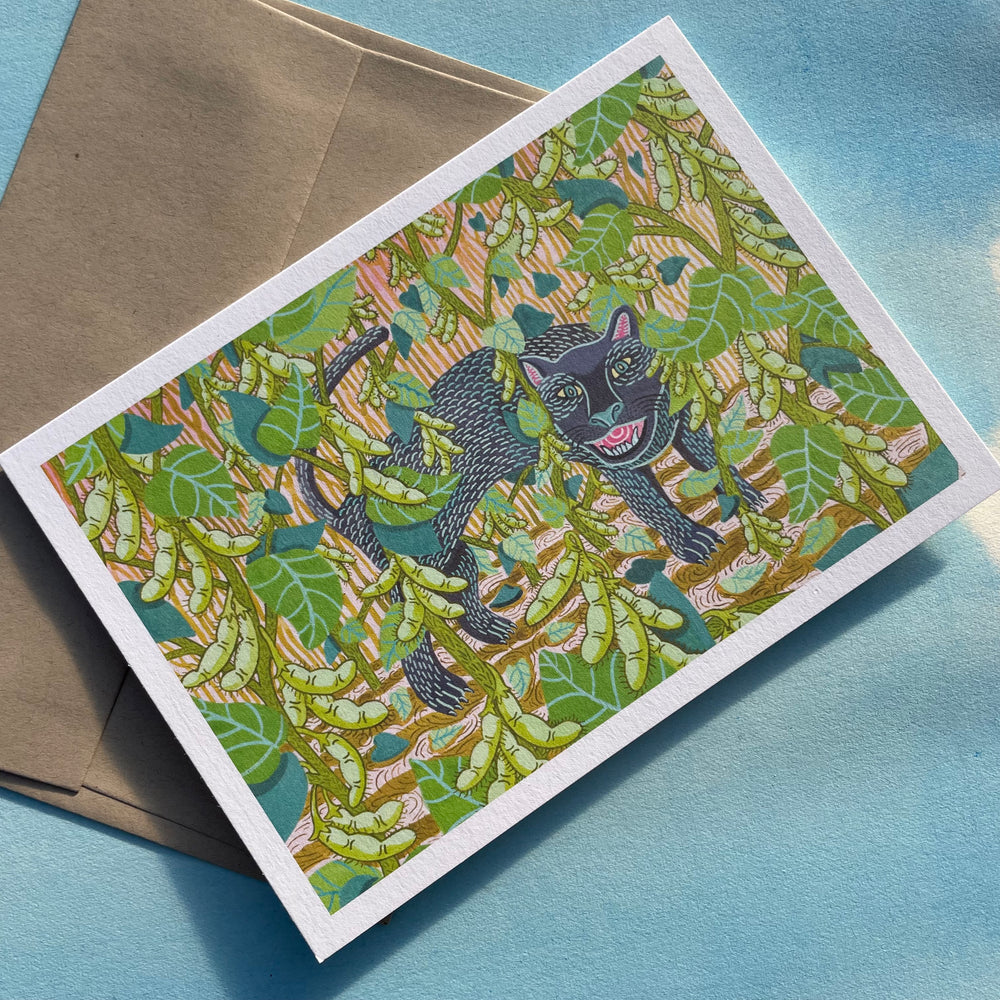 Panther Edamame Soybean Note Card and Envelope