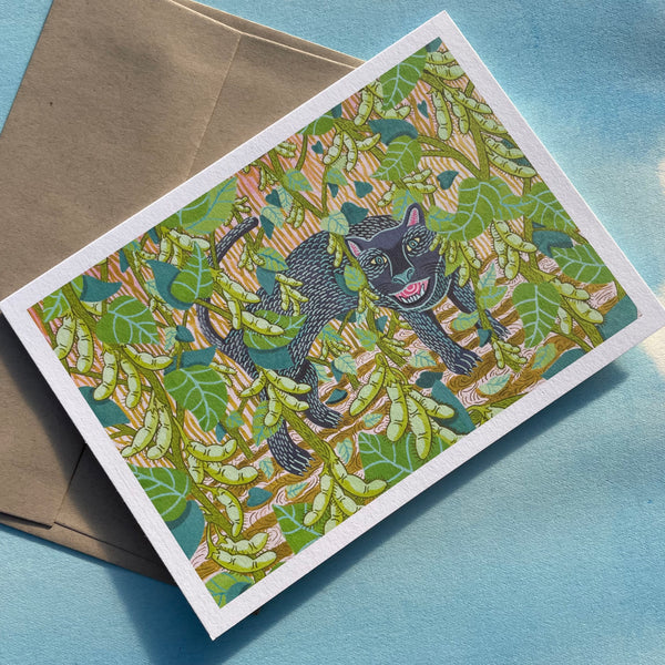 Panther Edamame Soybean Note Card and Envelope